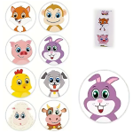 Round Cute Zoo Animal Stickers Assorted